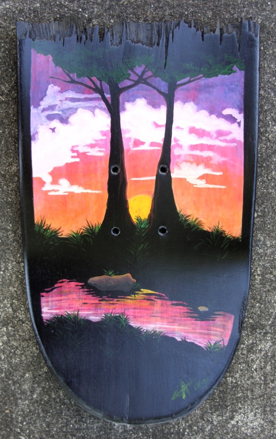 Psychedelic sunset and nature scene.